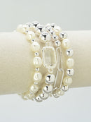 CB2361 4 Piece Chain, Pearl, and CCB Stretch Bracelet