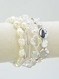 CB2365 4 PCS CCB, Pearl, and Glass Bracelet