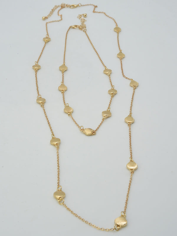 CN4395 2 Piece Shell Station Long Necklace