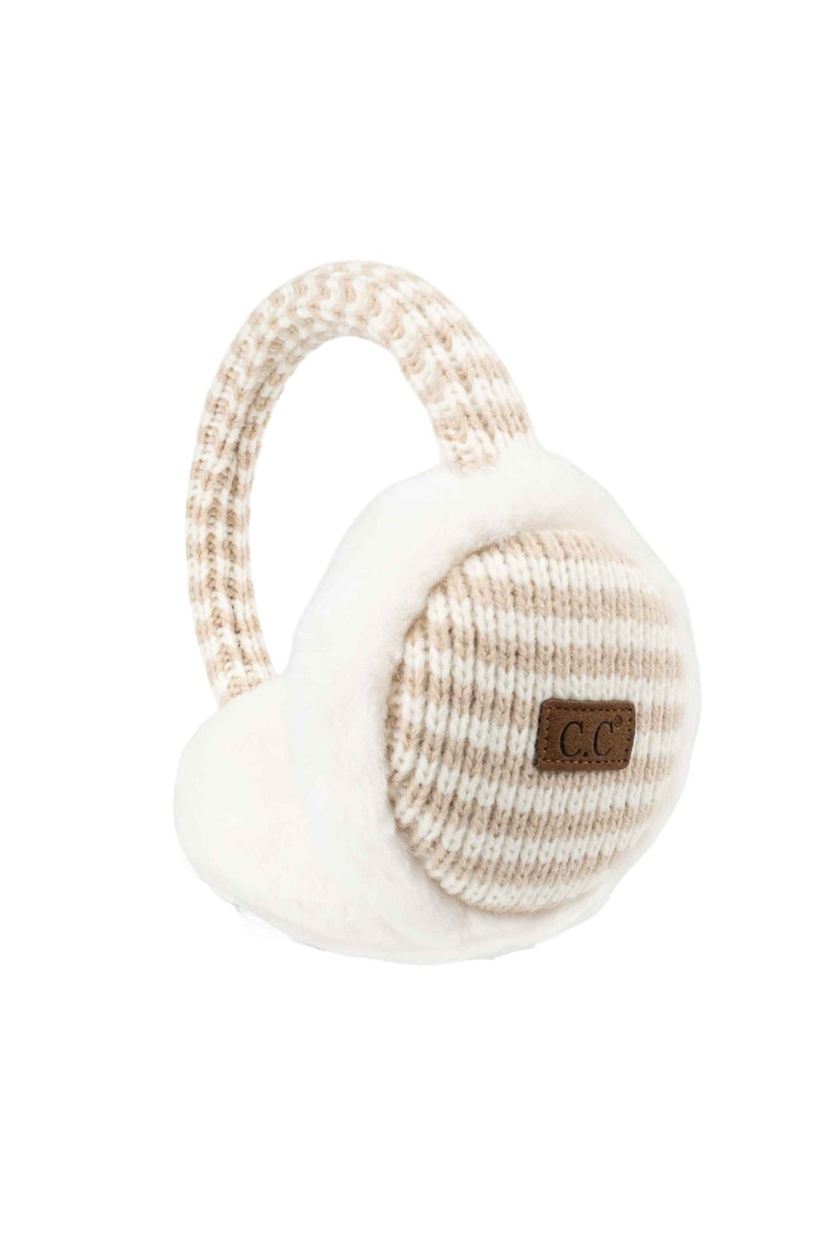 EMC0136 Mila Striped Faux Fur Earmuffs