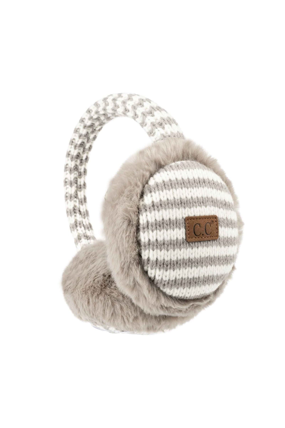 EMC0136 Mila Striped Faux Fur Earmuffs