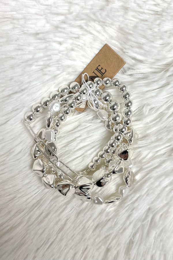 CB2186 Dorianne Metallic Beaded Bracelet Set