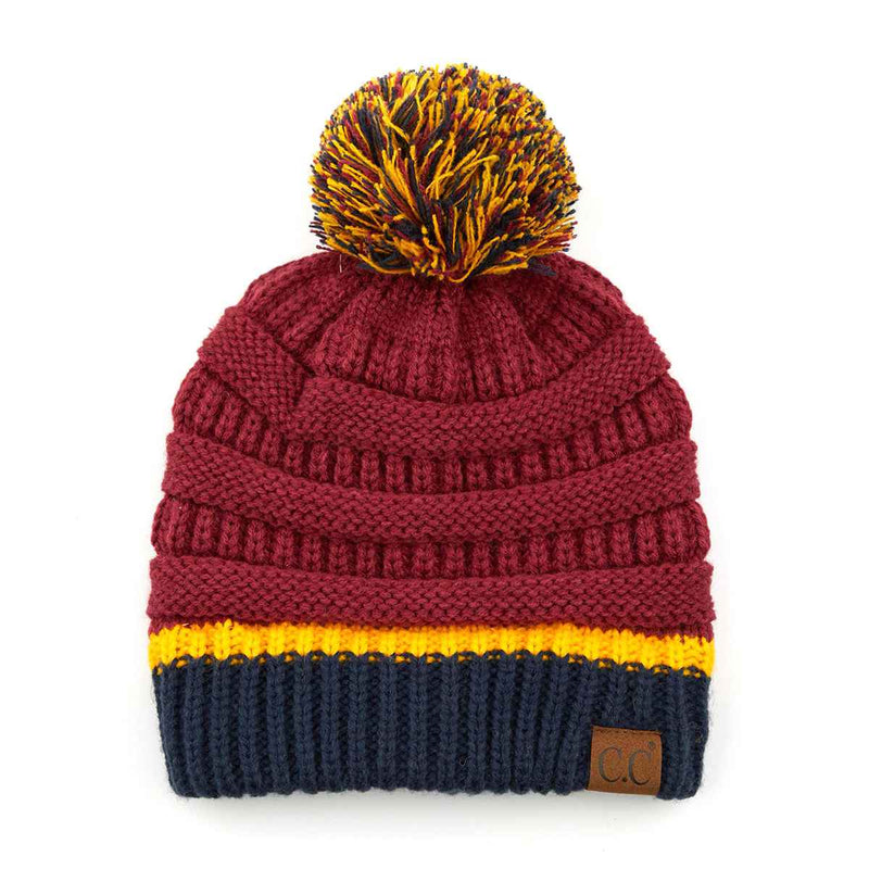 HAT1421/1429 Team Color Ribbed Pom Beanie