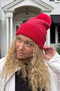 HTE0101 Rhinestone All Over Pom Beanie