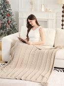 JCL6087 Cable Knit Tassel Throw Blanket