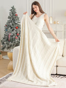 JCL6087 Cable Knit Tassel Throw Blanket