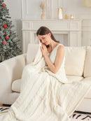JCL6087 Cable Knit Tassel Throw Blanket