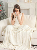 JCL6087 Cable Knit Tassel Throw Blanket