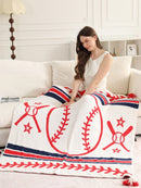 JCL6305-02 Baseball Tassel Throw Blanket