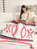 JCL6305-02 Baseball Tassel Throw Blanket