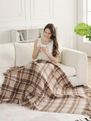 JCL6341 Brushed Plaid Throw Blanket with Fringe