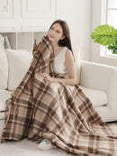JCL6341 Brushed Plaid Throw Blanket with Fringe