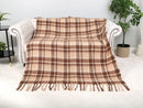JCL6341 Brushed Plaid Throw Blanket with Fringe