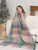 JCL6341 Brushed Plaid Throw Blanket with Fringe