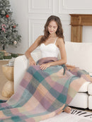 JCL6341 Brushed Plaid Throw Blanket with Fringe