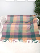 JCL6341 Brushed Plaid Throw Blanket with Fringe