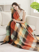 JCL6341 Brushed Plaid Throw Blanket with Fringe