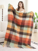 JCL6341 Brushed Plaid Throw Blanket with Fringe