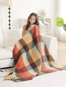 JCL6341 Brushed Plaid Throw Blanket with Fringe