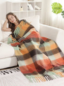 JCL6341 Brushed Plaid Throw Blanket with Fringe