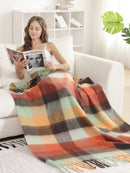 JCL6341 Brushed Plaid Throw Blanket with Fringe