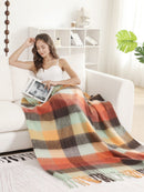 JCL6341 Brushed Plaid Throw Blanket with Fringe