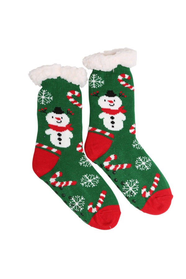 JCS208 6 Piece Assorted Christmas Grip Sherpa Socks Pack