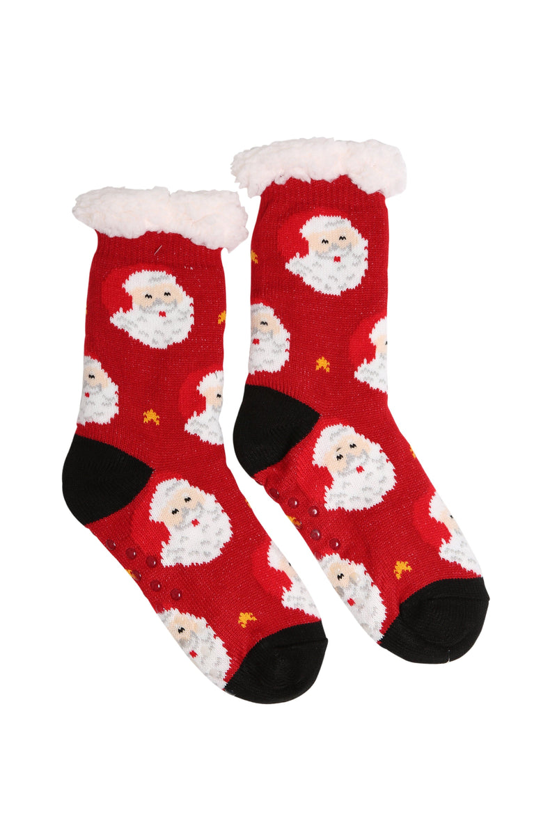 JCS208 6 Piece Assorted Christmas Grip Sherpa Socks Pack