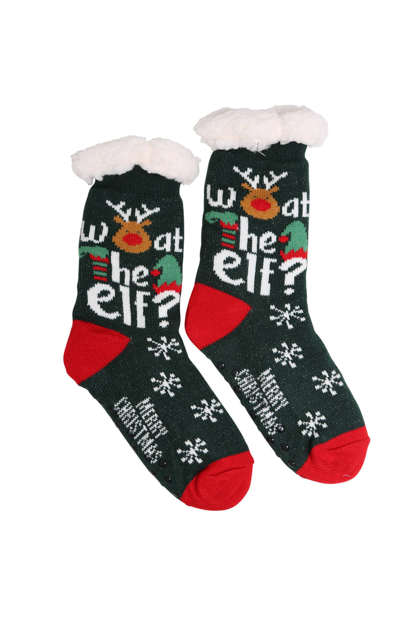 JCS208 6 Piece Assorted Christmas Grip Sherpa Socks Pack