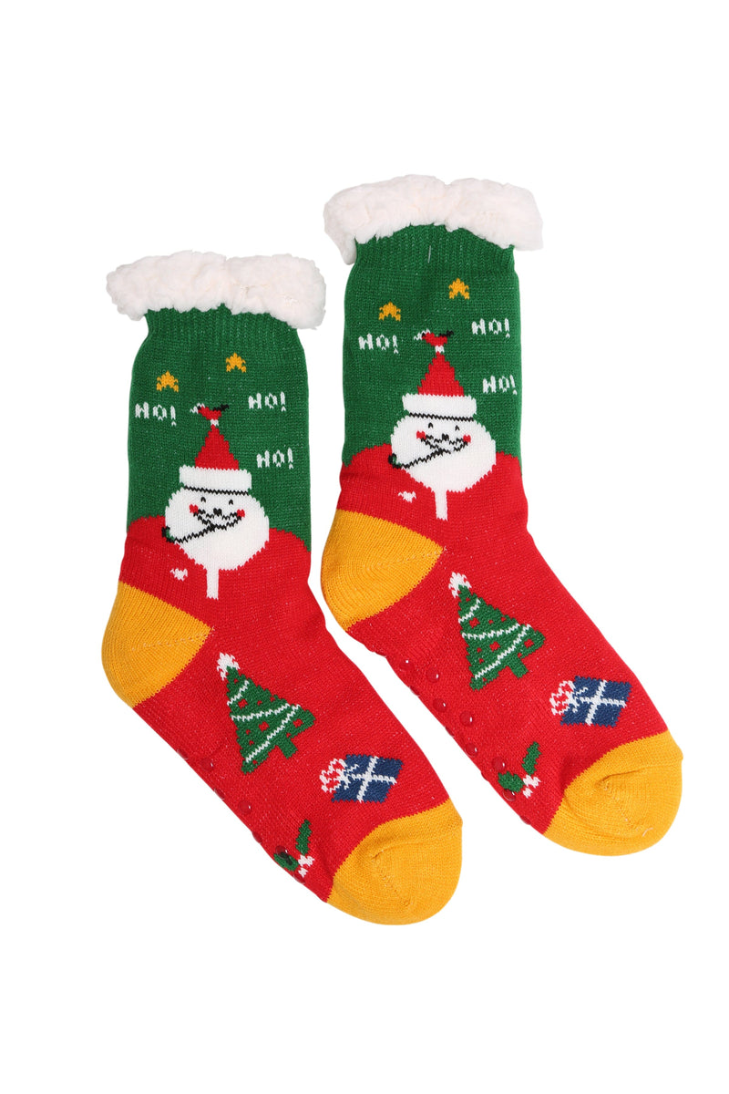 JCS208 6 Piece Assorted Christmas Grip Sherpa Socks Pack