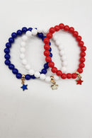 JKB2072 Americana Beaded Red White Blue Bracelet Set