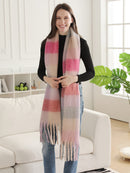 JS2431 Plaid Chunky Scarf With Fringe