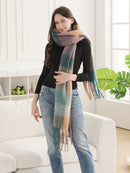 JS2431 Plaid Chunky Scarf With Fringe