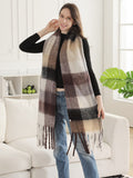 JS2431 Plaid Chunky Scarf With Fringe