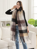 JS2431 Plaid Chunky Scarf With Fringe