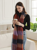 JS2431 Plaid Chunky Scarf With Fringe