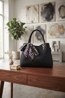 LP16609 Charlotte Triple Compartment Satchel Crossbody Bag with Scarf