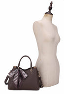 LP16609 Charlotte Triple Compartment Satchel Crossbody Bag with Scarf