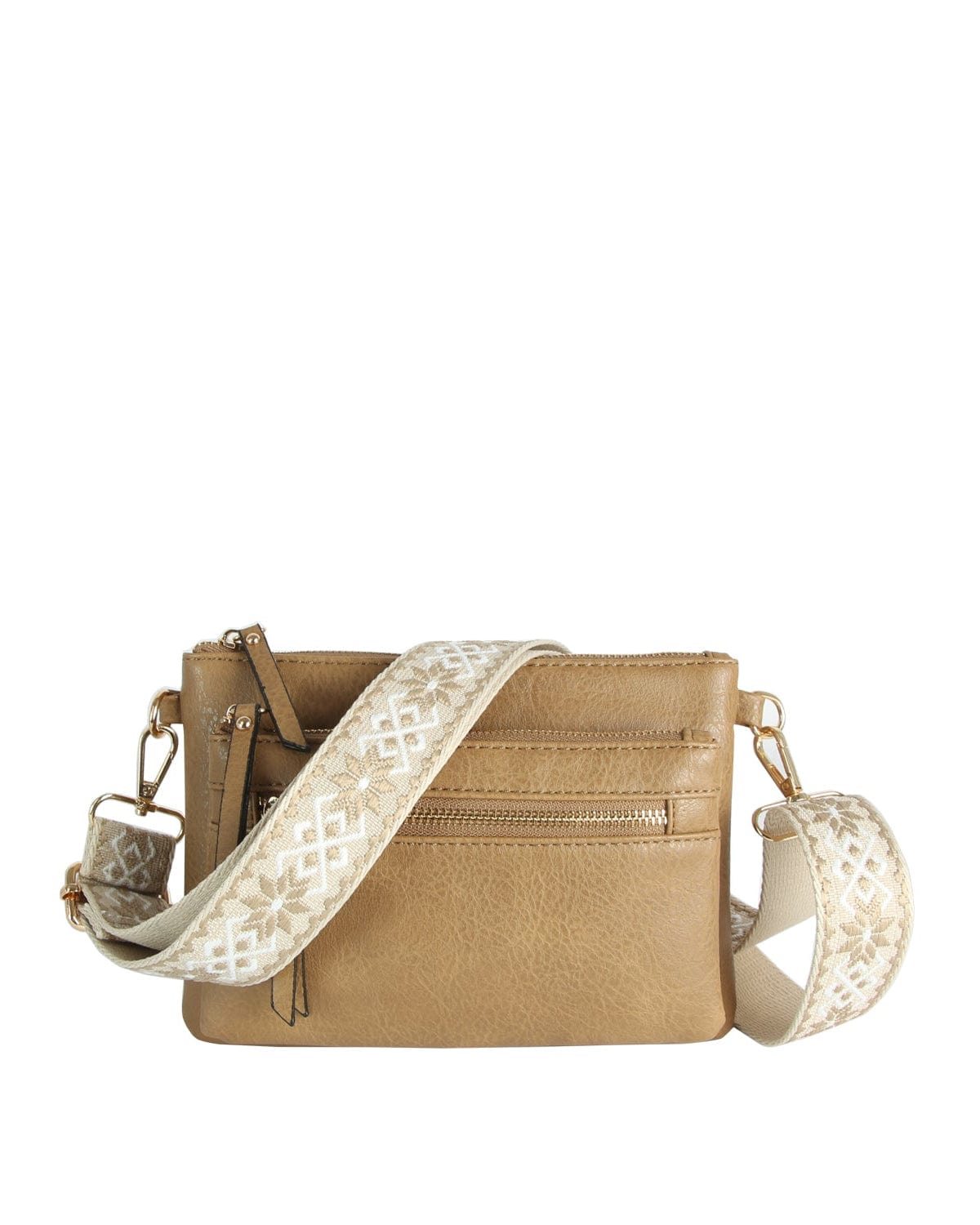 LQ342-Z Melissa Multi Zip Pocket Crossbody With Guitar Strap