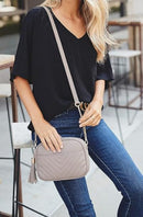 WU121 Lindsay Double Zip Chevron Crossbody Bag
