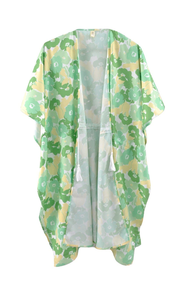 MS0365 Serenity Flower Print Drawstring Kimono