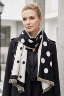 MS0494 Polka Dots Reversible Fringe Scarf Wrap