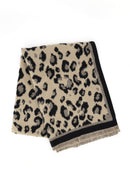 MS0496 Leopard Reversible Fringe Scarf Wrap