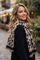 MS0496 Leopard Reversible Fringe Scarf Wrap