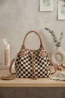 SF22411 Allison Checker Drawstring Bucket Bag