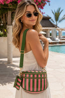 SF261009 Linda Striped Glossy Crossbody Bag with Coin Pouch