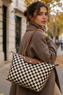 SF252036 Chloe Foldable Checkered Tote Bag