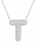 SJN330011 White Gold CZ Initial Letter Necklace - MiMi Wholesale