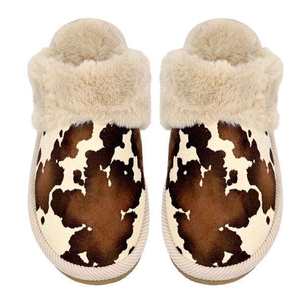 SPE0001 Cow Print Furry Slippers
