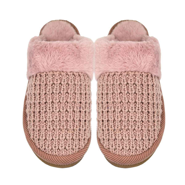 SPE0032 Waffle Knit Furry Slippers